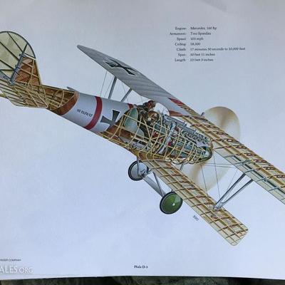 Set of 12 Colorful Vintage airplane prints 1977 The Singer Company
