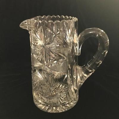 Spectacular Cut Crystal Water Pitcher   8.25