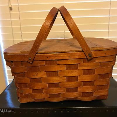  Vintage Woven Wood Pic-Nic Basket   28.00