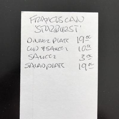 Franciscan Starburst  - price list
