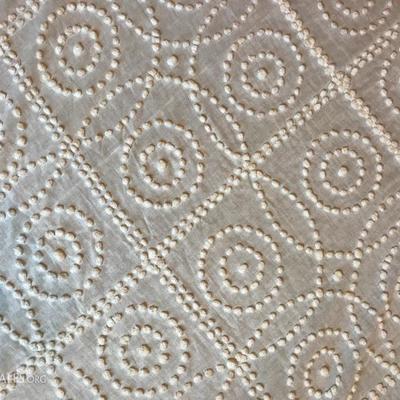 White on White Chenille Scroll Pattern Bedspread (fragile)  18.00