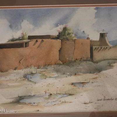 Carol Carpenter Original Watercolor
'Taos Architecture'  1983  image size 15" x 11"    400.00
