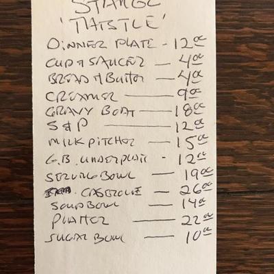 Stangl Thistle Pink - price list