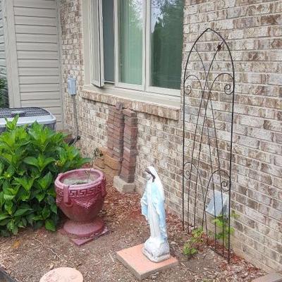 Yard Art - Mother Mary and Trellis