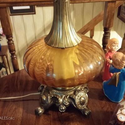 Lovely working lamps that light three ways (top, base, and both). With shades. Lamps and shades in excellent condition. 