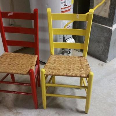 Handmade chairs with wicker seat; great condition
