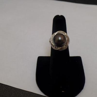 18 K White Gold, Diamond and South Sea Pearl Ring. $2,200 11mm Pearl. Diamonds 1.43 tw
