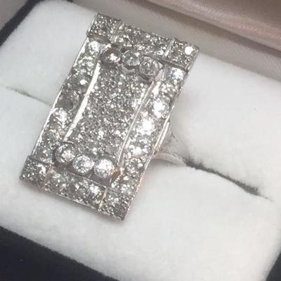 Art Deco Platinum Diamond Ring, 2.75 ct.