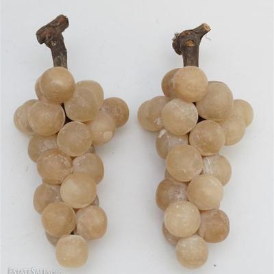 Italian Alabaster Grape Clusters. Both are made with grapevine stems. They each measure approximately 3 1/2