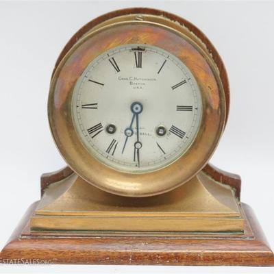 Chelsea Shipâ€™s Bell Brass Clock, Boston, Massachusetts, roman numeral dial signed â€œC.C.Co. Ships Bellâ€. Retailed by Chas. C....