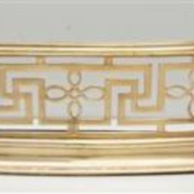 Antique English Georgian Brass Serpentine Fireplace Fender. Early 19th century c. 1810-20, with a decorative pierced gallery. Purchased...