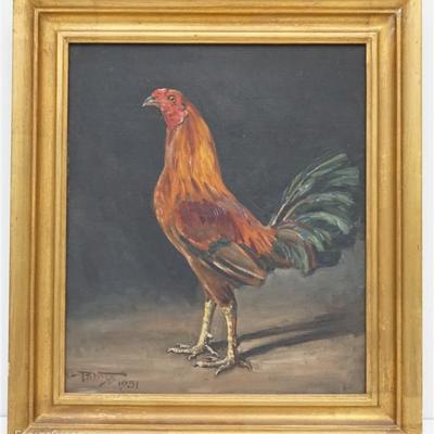 Franklin Brooke Voss ( American 1880-1953) Oil on Canvas - Rooster. Unusual for Voss who specialized in Champion Horses. Undoubtedly...