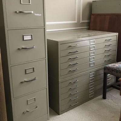 Pair of 5 drawer Flat File Cabinets for Blue Prints, Maps, and Artwork, etc.   