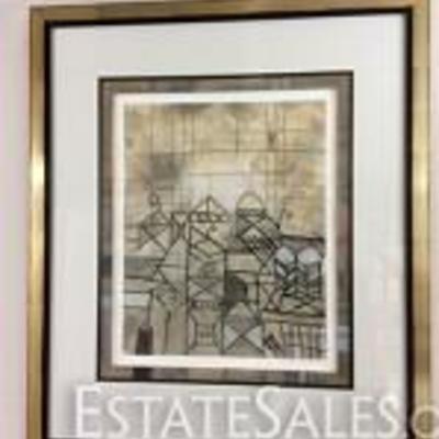 
016: Abstract Cityscape, Unknown Artist 
City Dreaming by unknown artist, signature is illegible, original painting on paper, nice...