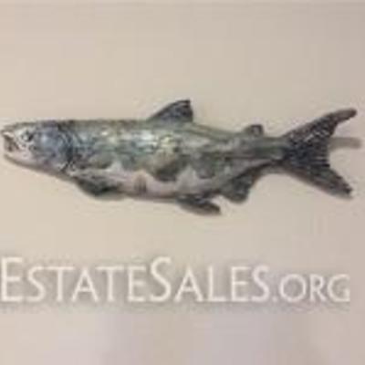 
020: Christopher Mathie Raku Fish 1 
Adult female sockeye salmon by artist Christopher Mathie, 1998, glazed Raku, 6.5 H x 20.5 W x 1 D...