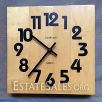 
071: Woodblock 1970s Clock 
Vintage Landmark brand quartz clock on a block of thick wood, measures 10.5 x 10.5 x 1.5 inches, perfect for...
