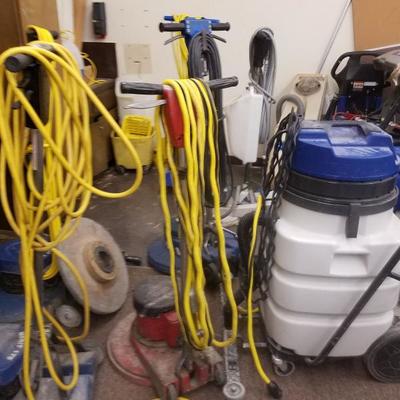 shop vacuums, all sorts of janitorial and custodial supplies, working and ready to put in service
