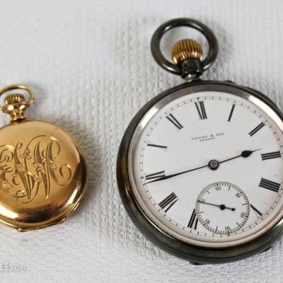 Gentleman's pocket watch by Lilley & Son, London and Ladie's pocket watch in 14K by Elgin