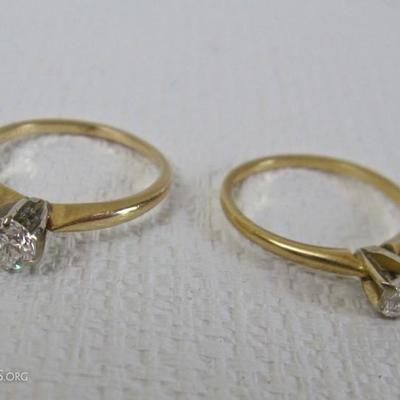 Good quality diamond solitaires set in yellow gold
