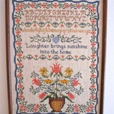 Embroidered sampler made by the lady of the house