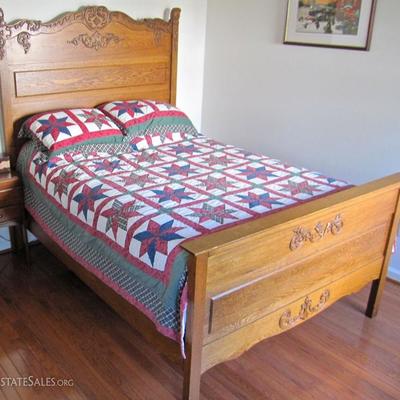 Antique oak bed.