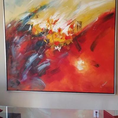 Huge oil on canvas by P. Robert - abstract