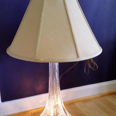 Pair Waterford lamps with silk shades (has nightlight in base)