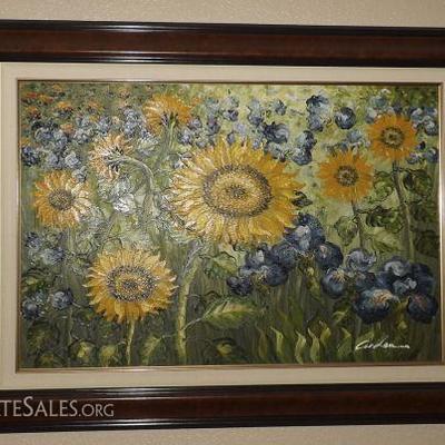 KDO009 Framed Original Sunflower Painting
