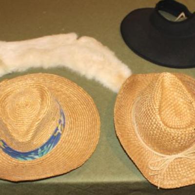 Collar fur and three sun hats
