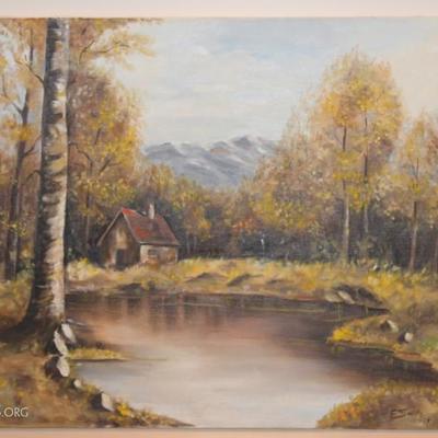 Oil on canvas mountain scene 18