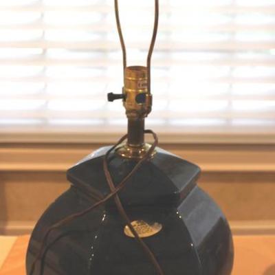 Porcelain Lamp navy blue with no shade 27" H X 12"

