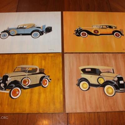 Hand painted classic cars on board each is  12