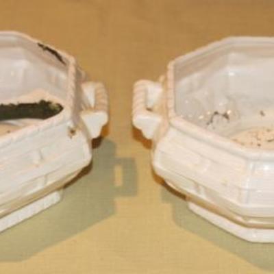 Pair of white porcelain baskets made in Japan 4" H
