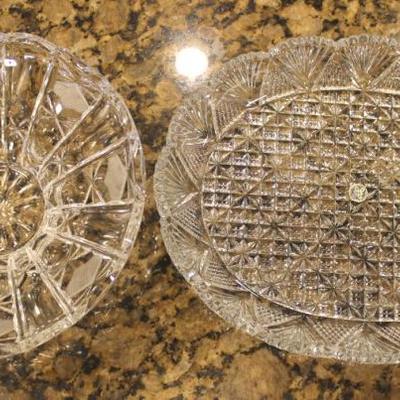 Two crystal serving dishes, oval one is 2
