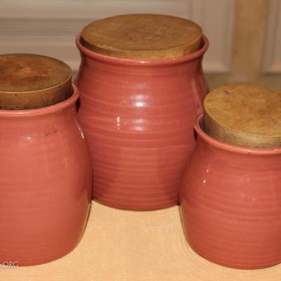 Set of three lidded jars
