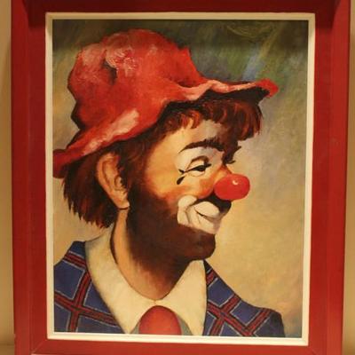 Frame oil on board clown painting 24