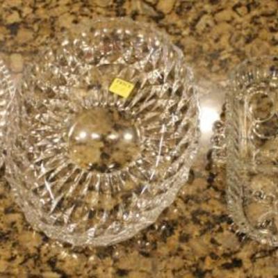 Three glass serving dishes, largest one is 12