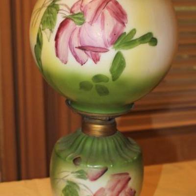 Antique Green Hand Painted Gone with the Wind Lamp

