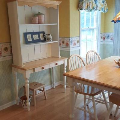 Country style table and (6) Chairs with cupboard