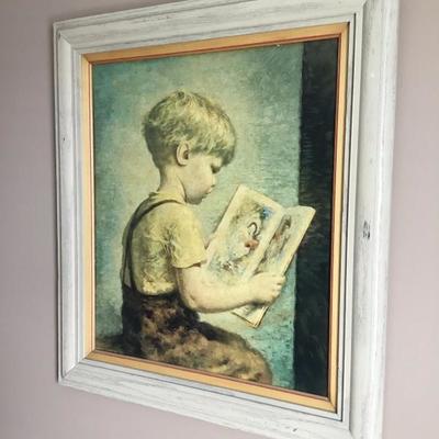 painting of child reading