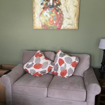 LA-Z-BOY microfiber Sofa with love seat and leather ottoman