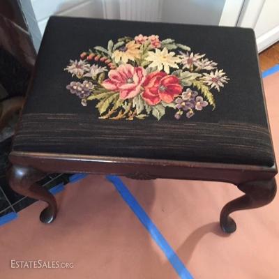 Needlepoint Footstool.

