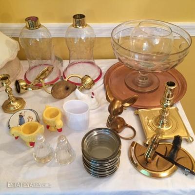 Glassware, Brass and Ceramic Pieces.