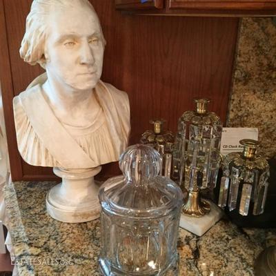 Bust and Glassware.