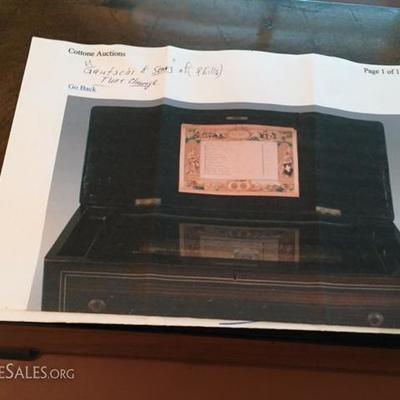 19TH CENTURY HENRY GAUTSCHI & SONS 6 TUNE CYLINDER MUSIC BOX.