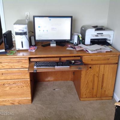Solid oak computer desk