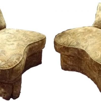 PAIR SLIPPER CHAIRS WITH HEART SHAPE SEATS