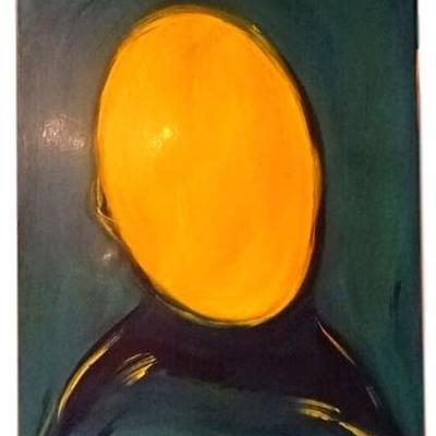 LARGE WILLIAM BRAEMER ACRYLIC PAINTING ON CANVAS, ABSTRACT FIGURE TITLED DESCARADO #2 AND SIGNED ON VERSO