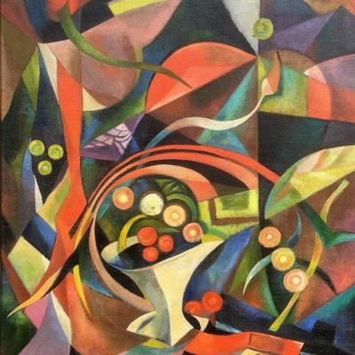 FRANCOIS ANGIBOULT (UKRAINIAN 1887-1950) OIL ON CANVAS PAINTING, ABSTRACT COMPOSITION, SIGNED ANGIBOULT UPPER RIGHT, GOOD CONDITION,...