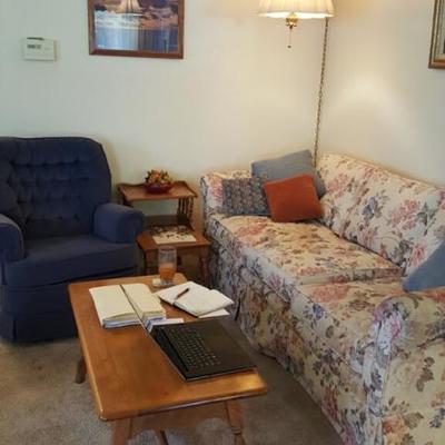 Couch - sitting chair and coffee table 